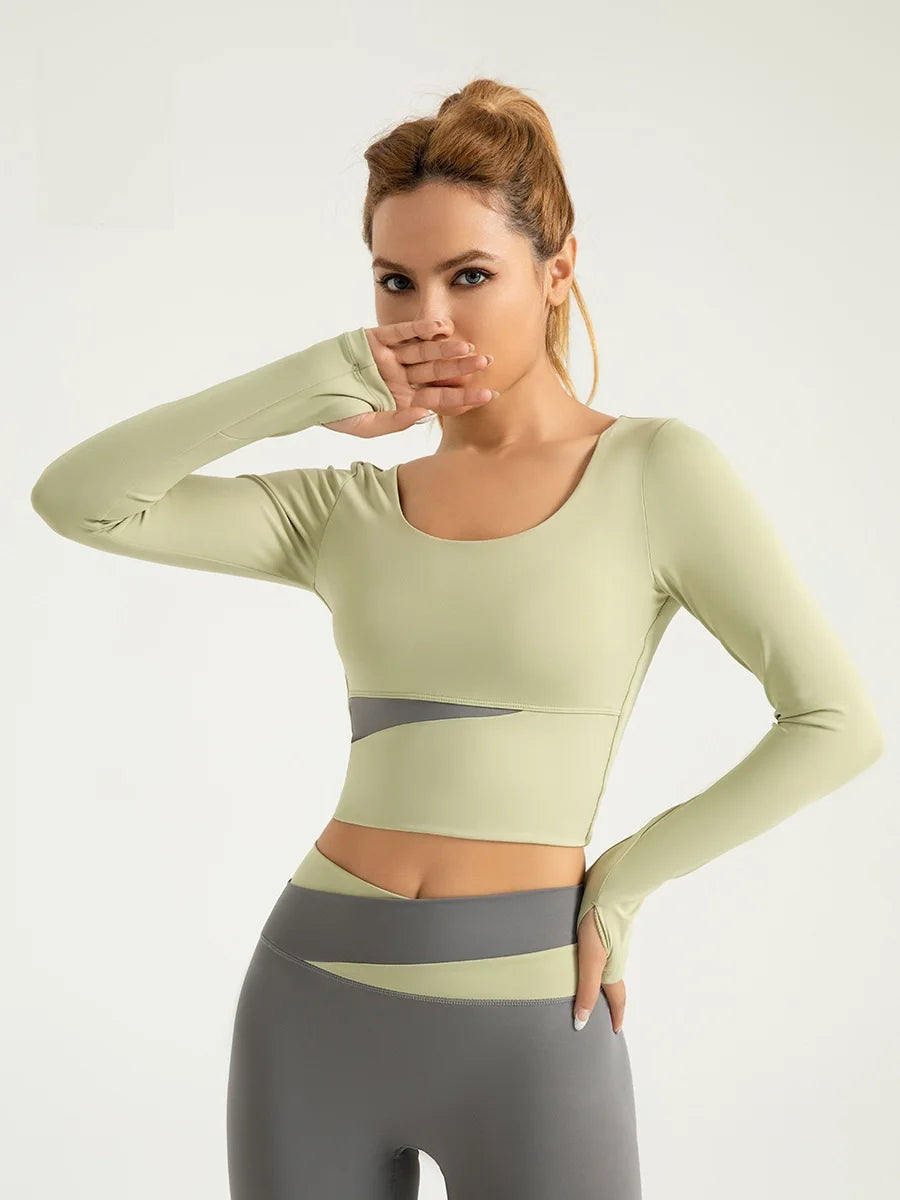 Long Sleeve Yoga Shirts Winter Fitness Running Gym Sports Top Women High Elastic Dry Fit Breathable Workout Women's Cloths Sales