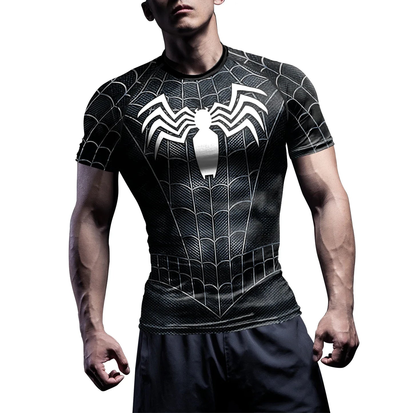 Compression Shirts for Men Short Sleeve Comics Spider Cosplay T-Shirt Super hero Top Elastic Fitness Sportwear Halloween Clothes