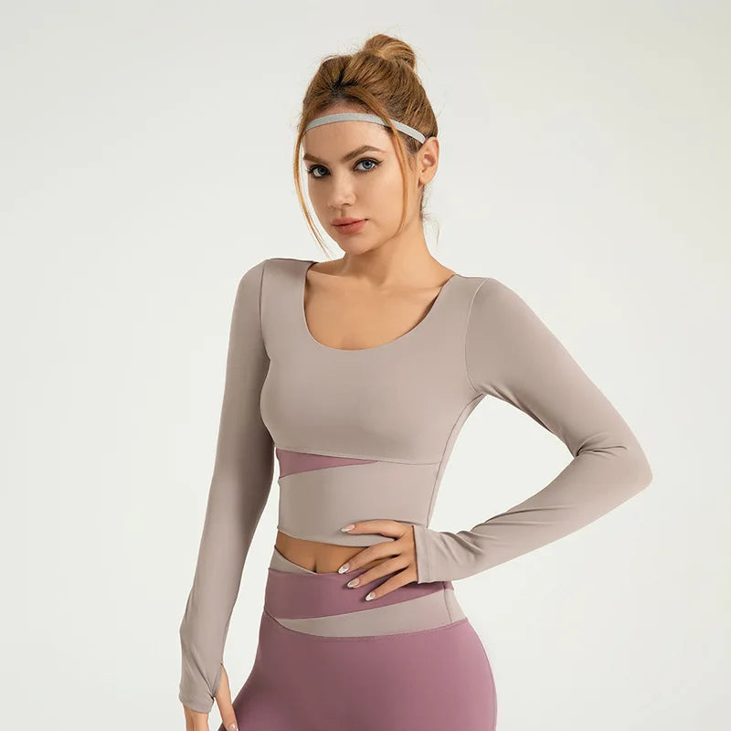 Long Sleeve Yoga Shirts Winter Fitness Running Gym Sports Top Women High Elastic Dry Fit Breathable Workout Women's Cloths Sales