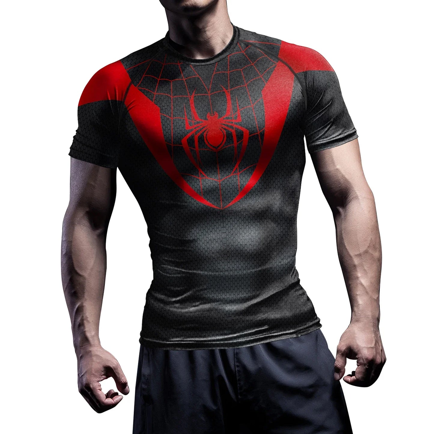 Compression Shirts for Men Short Sleeve Comics Spider Cosplay T-Shirt Super hero Top Elastic Fitness Sportwear Halloween Clothes