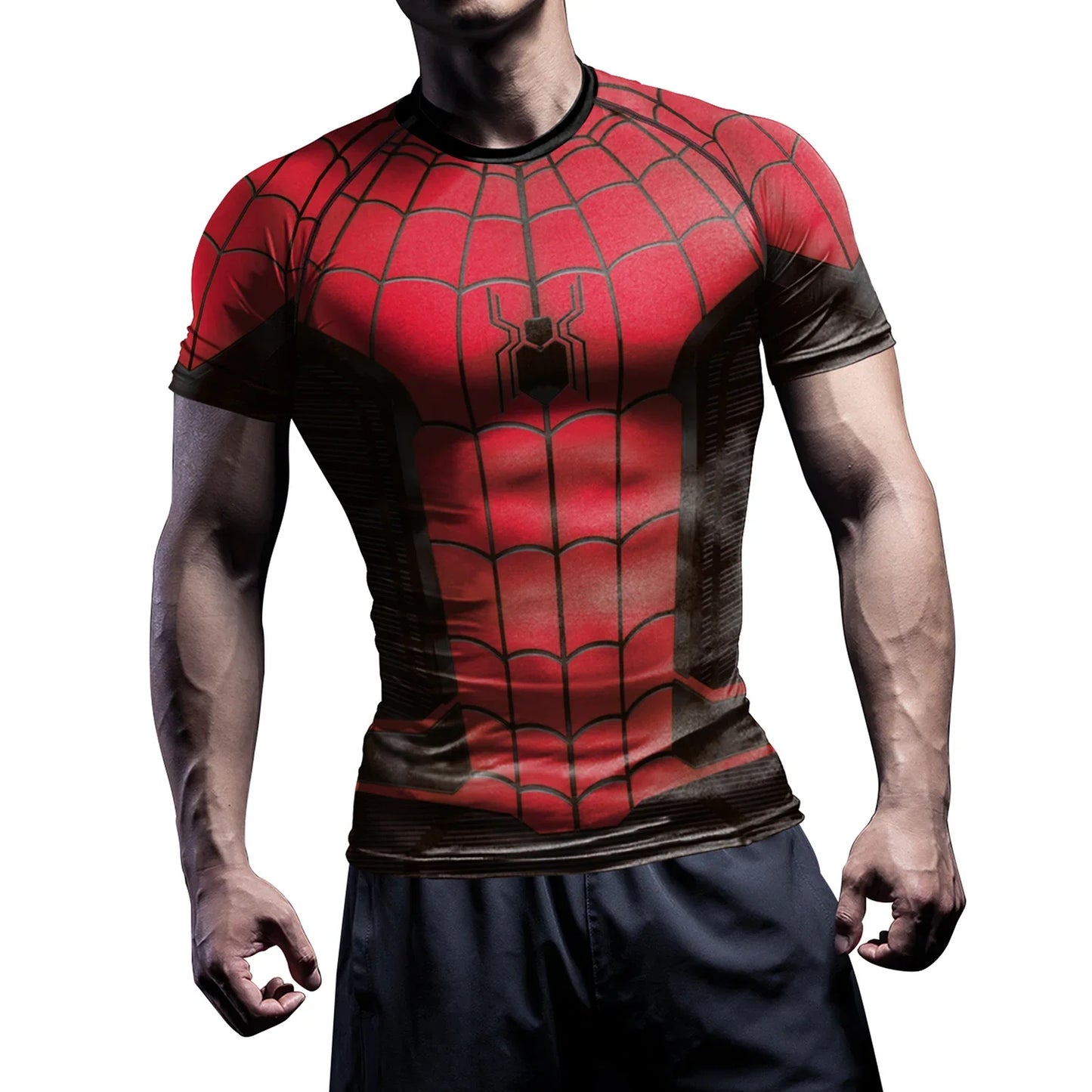 Compression Shirts for Men Short Sleeve Comics Spider Cosplay T-Shirt Super hero Top Elastic Fitness Sportwear Halloween Clothes